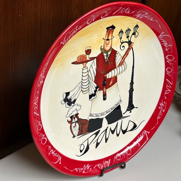 CERTIFIED INTERNATIONAL SERVING ROUND PLATE PARIS CHEFS MOTIFS COLLECTION - Picture 4 of 12